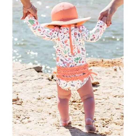 Ruffle Butts Toddler Girls UPF 50+ Long Sleeve Rash Guard SwimsuitSize 18-24M - Picture 13 of 14